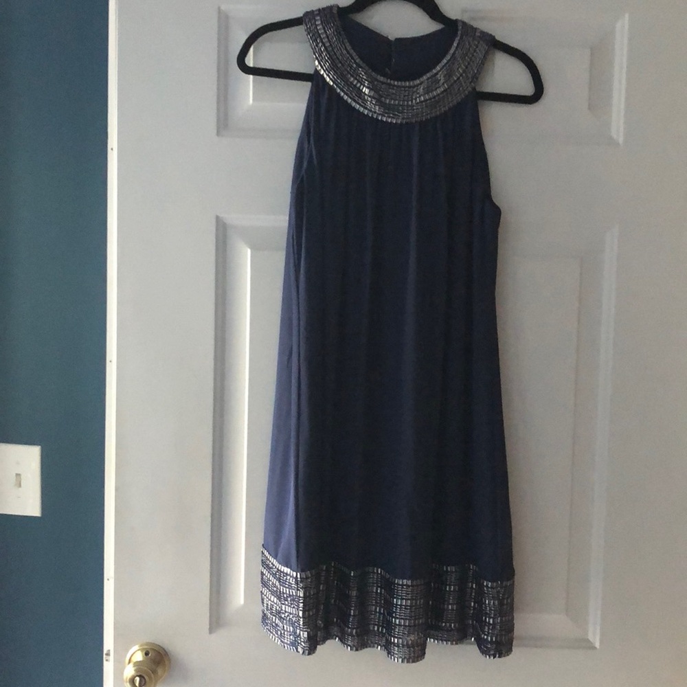 Brand new navy chiffon cocktail dress